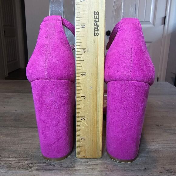 Lulus Heels Women Size 5.5 Fuchsia Pink Chunky Strappy Party Open Toe Glam Party - Picture 5 of 7